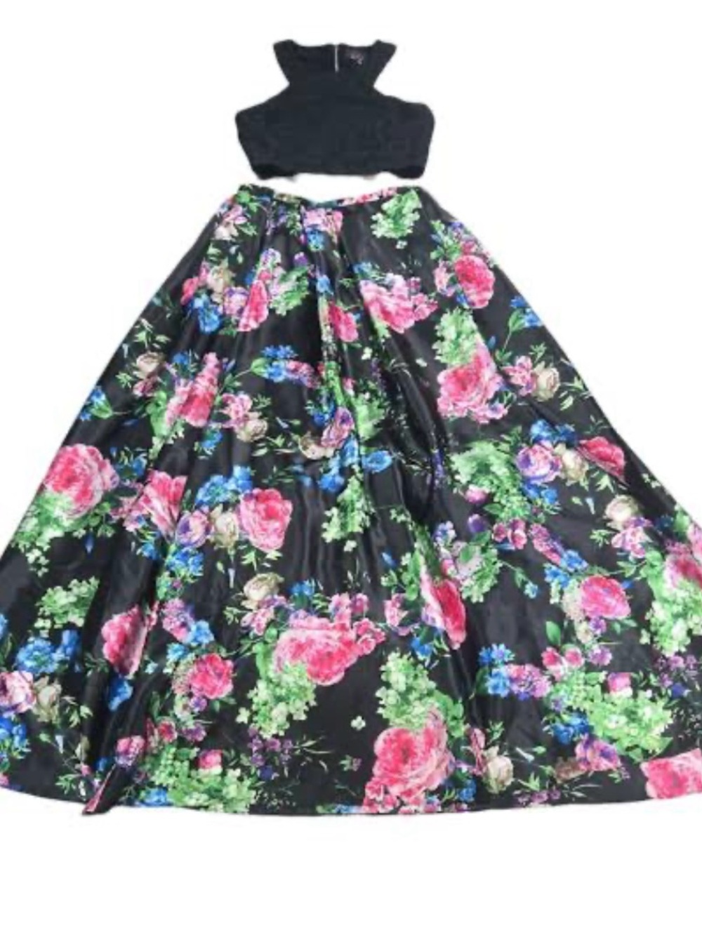 Vintage Blondie Nites Floral Satin Maxi Ballgown Skirt - Rare Size 17